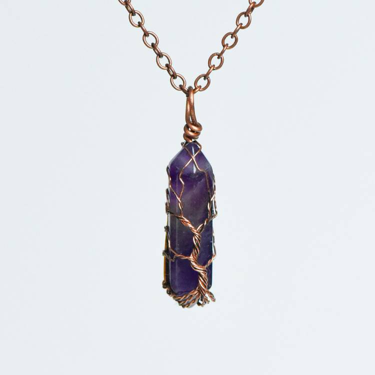 Hexagonal prism double-pointed pendant(purple)